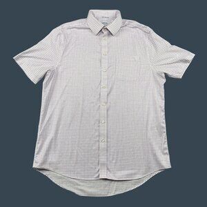 Charles Tyrhwitt Short Sleeve Dress Shirt Mens 16.5 White Pink Non-Iron Classic
